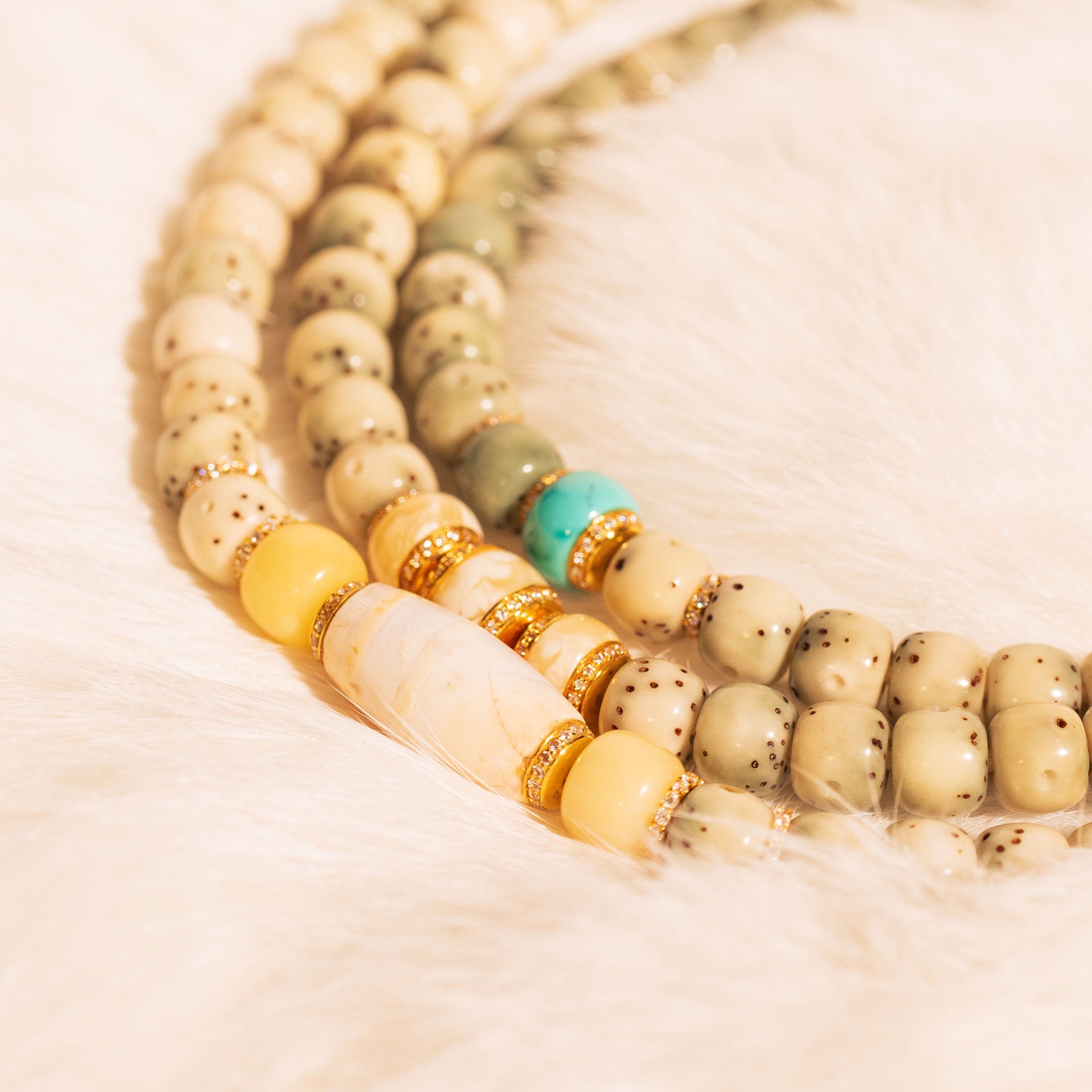 SUPREME - Classic Cuts - Ultimate Luxe 24k Gold & Turquoise & Honey Amber Stelluna Necklace